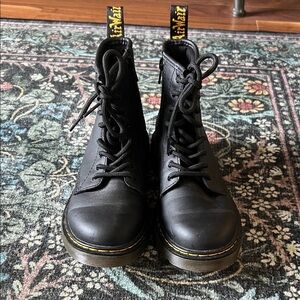 Dr. Martens Black Combat Boots with Yellow Stitching